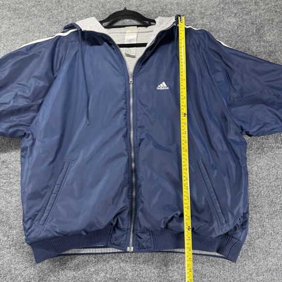 Vintage Y2K Adidas Reversible Hooded Stadium Blue Puffy Jacket Men Size Large - Picture 14 of 15